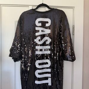 Sequin Black Dress with White Lettering